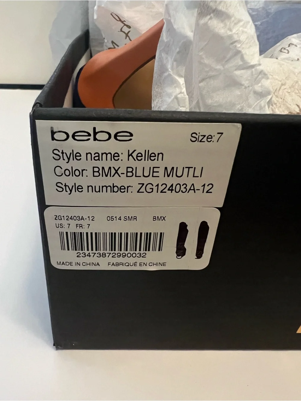 bebe Orange, Black and White Colorblock Stiletto Heels
